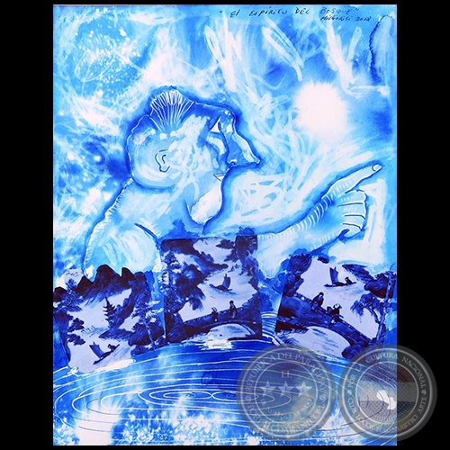 El espíritu del bosque - Serie AZUL dibujo sobre papel de Ricardo Migliorisi - Año: 2018